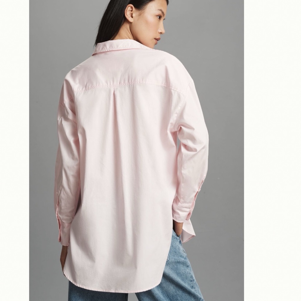 NWT Anthropologie Maeve The Bennet And Oversized Buttondown Shirt in Pink - Picture 9 of 12